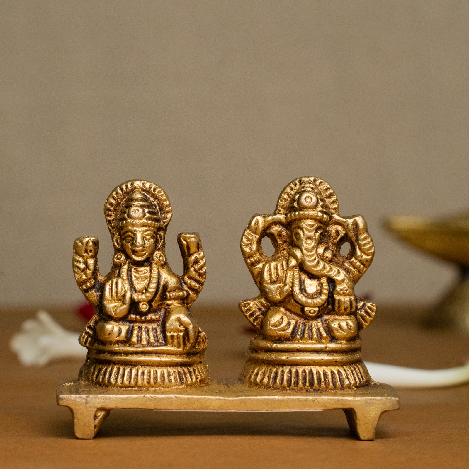 God Ganesha and Goddess Lakshmi Brass Idol