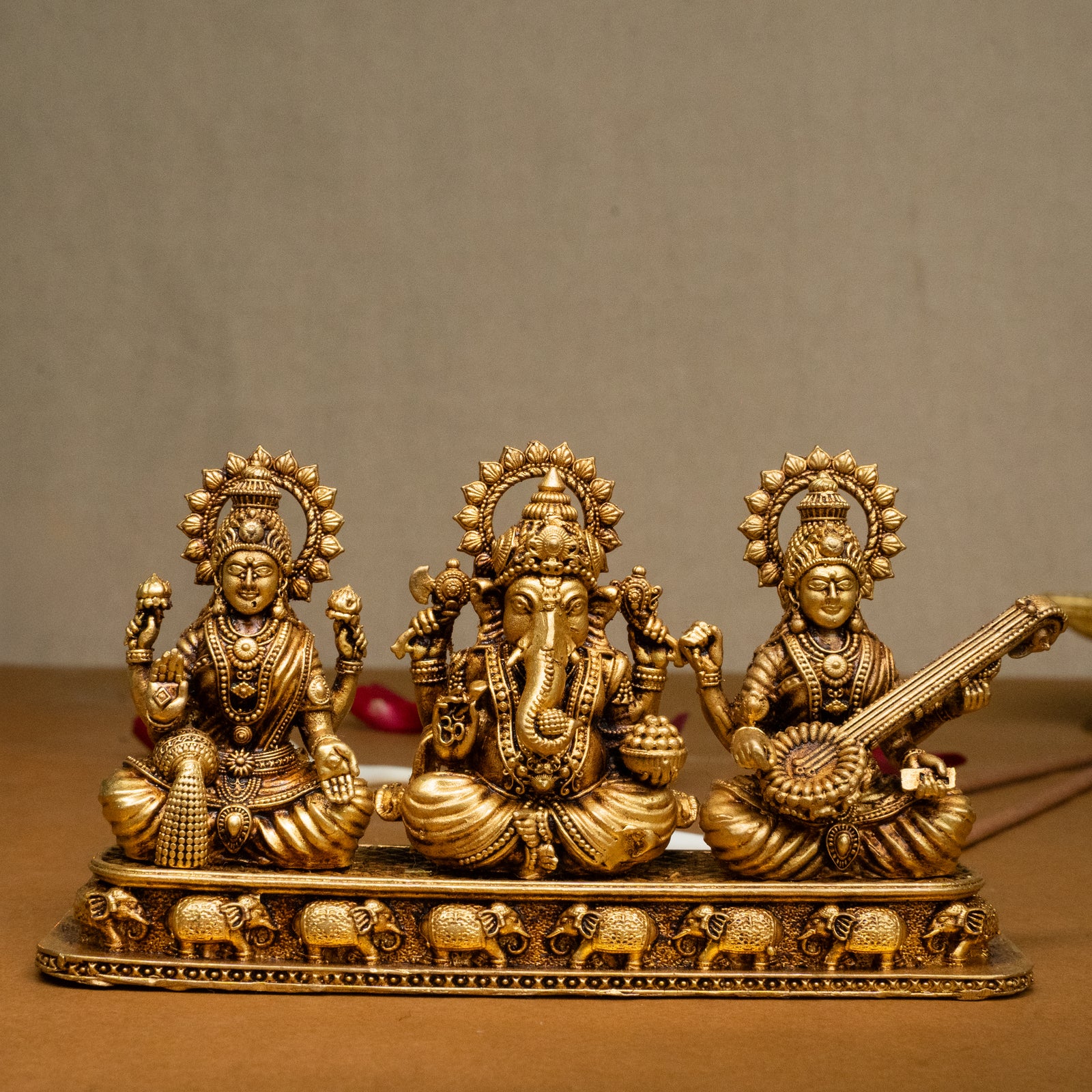 Maa Lakshmi, Bhagwan Ganesh & Devi Saraswati Brass Idol
