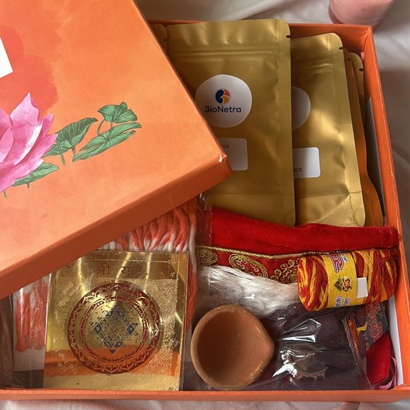 Diwali Puja Box “ Siddh Lakshmi Yantra Set for Wealth, Prosperity & Divine Blessings with Box Contains 27 Sacred Items