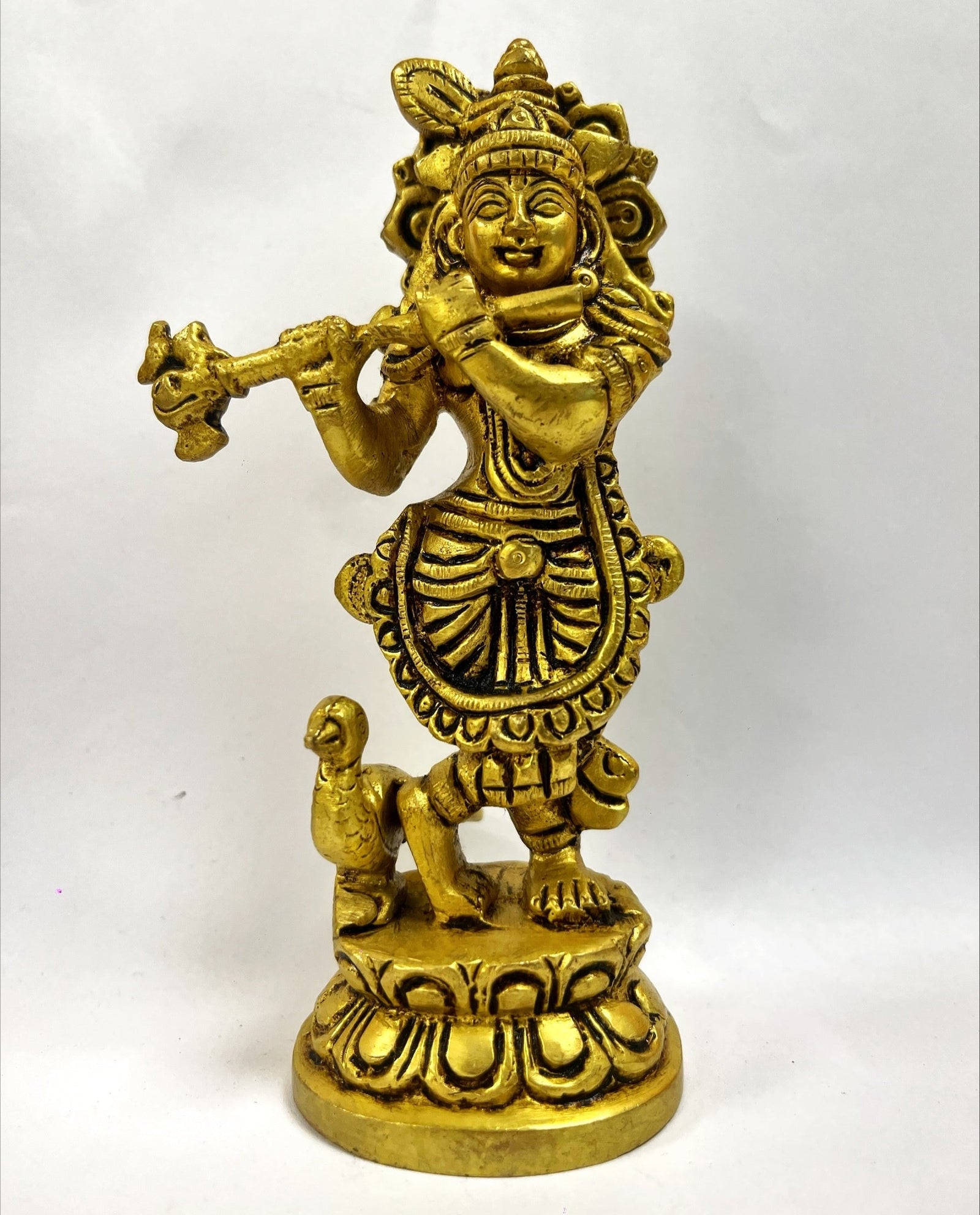 Peacock Krishna Brass Idol